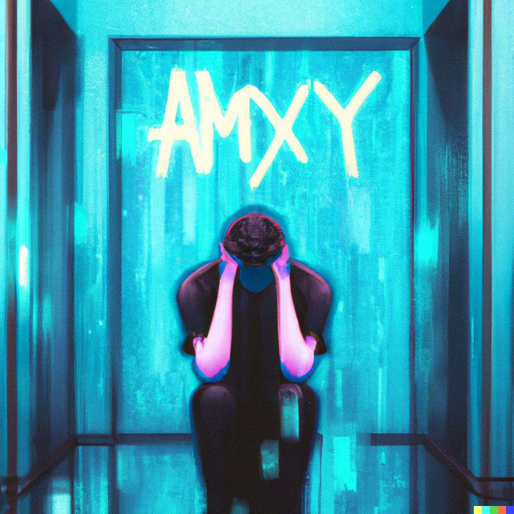 a representation of anxiety, digital art, synthwave
